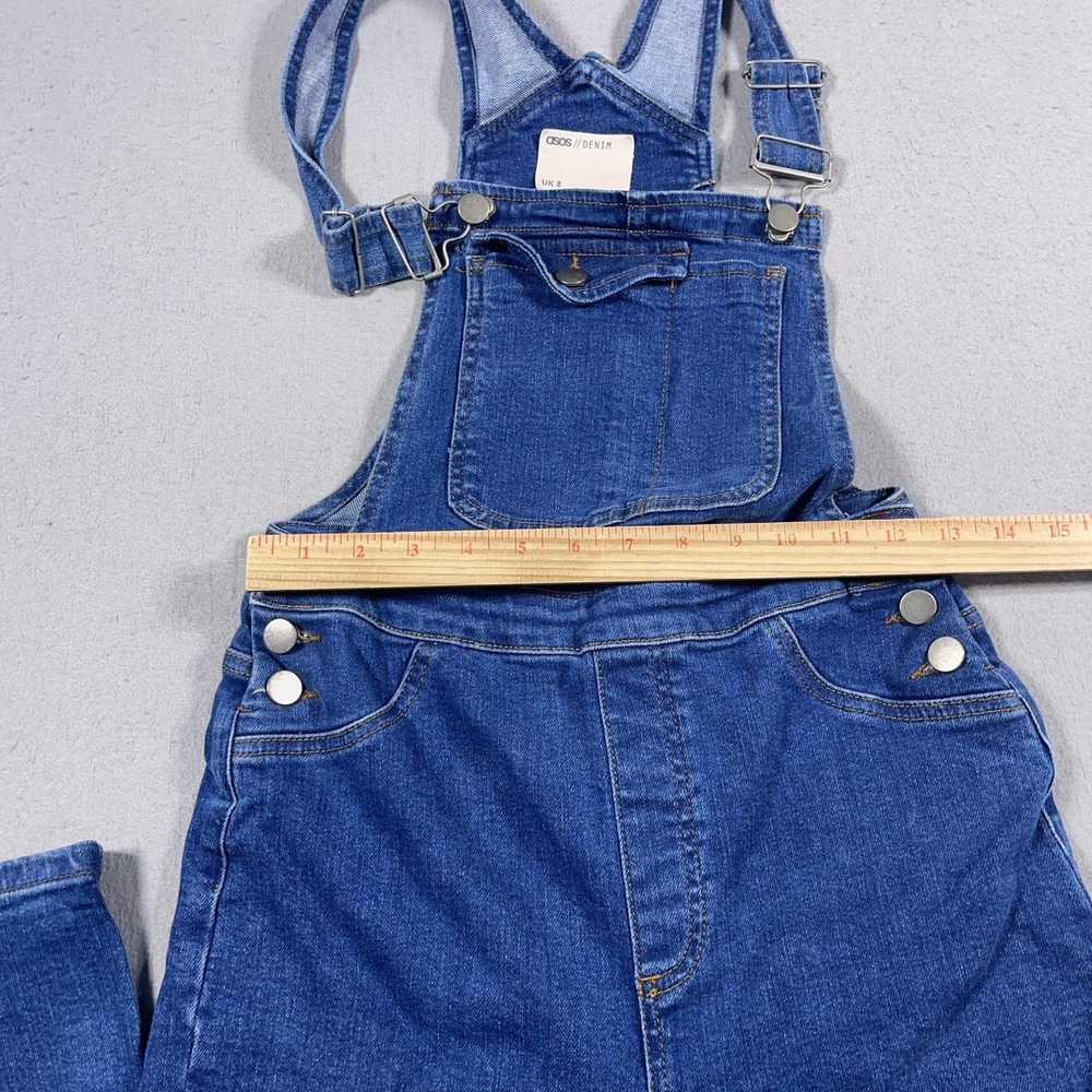 ASOS Denim Overalls Women UK8 US 4‎ Blue Adjustable Straps Full Length Pockets - Picture 4 of 9